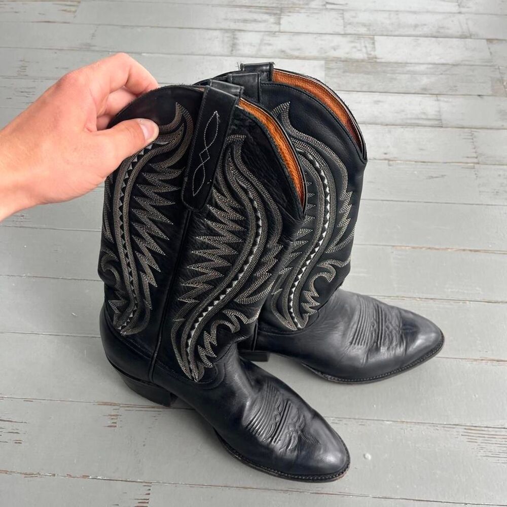 Vintage Larry Mahan Genuine Leather Western Cowboy Boots
